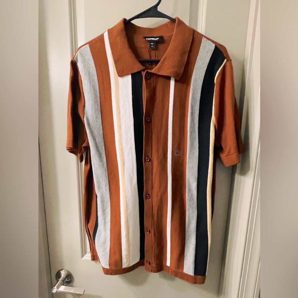 Express retro knit button down